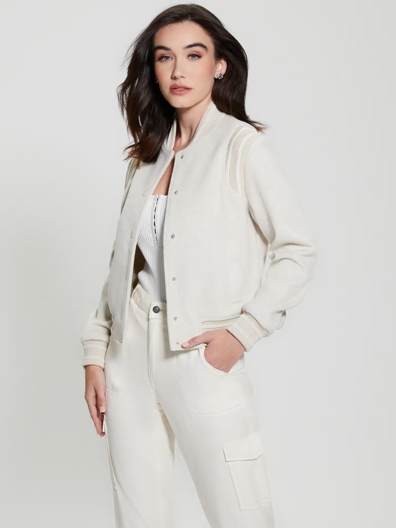 Guess Eco Gloria Signature Flight Jacket - Vanilla Blush Multi Guess Eco Gloria Signature Flight Jacket - Vanilla Blush Multi