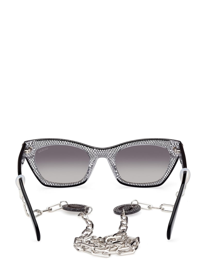 Guess Metallic Plastic Cat-Eye Sunglasses - Silver Guess Metallic Plastic Cat-Eye Sunglasses - Silver