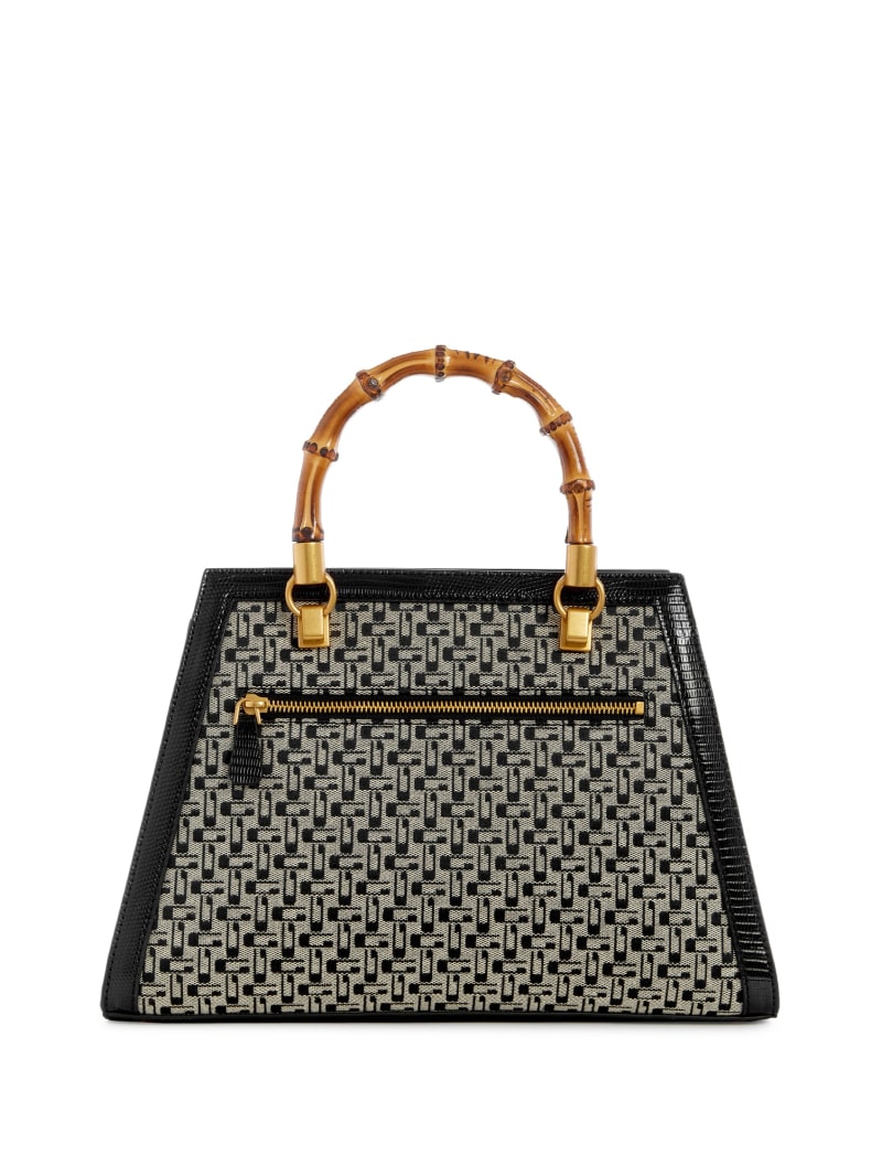 Guess Stephi Jacquard Logo Bamboo Satchel - Blossom Guess Stephi Jacquard Logo Bamboo Satchel - Blossom