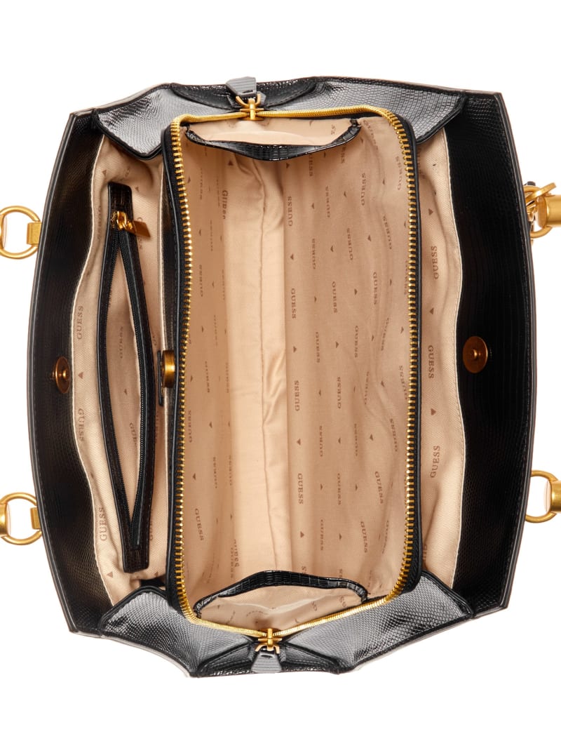 Guess Stephi Jacquard Logo Bamboo Satchel - Blossom Guess Stephi Jacquard Logo Bamboo Satchel - Blossom