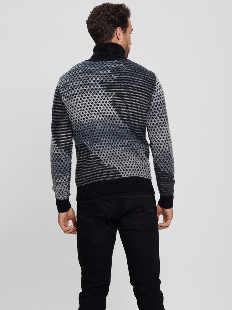 Guess Arthur Turtleneck Stitch Sweater - Black And White Space Guess Arthur Turtleneck Stitch Sweater - Black And White Space