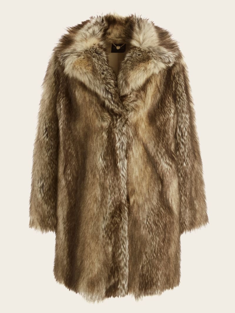 Guess Lucrezia Coat - Beige And Brown Mixed Fur Guess Lucrezia Coat - Beige And Brown Mixed Fur