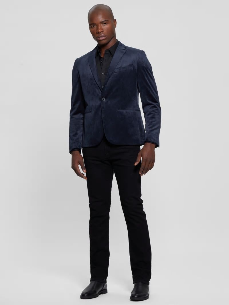 Guess Fulham Velvet Blazer - Bleu &eacute;L&eacute;Gant