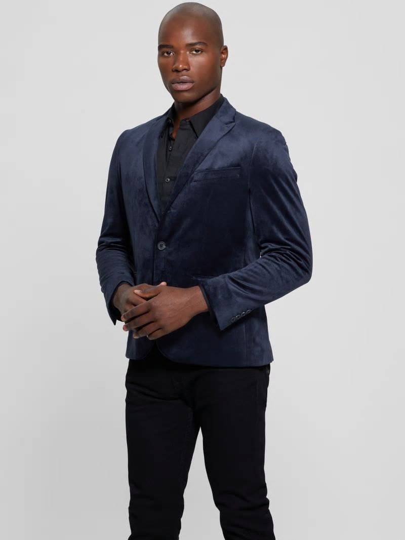 Guess Fulham Velvet Blazer - Bleu &eacute;L&eacute;Gant