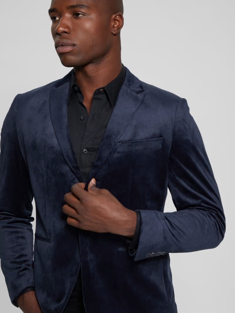 Guess Fulham Velvet Blazer - Bleu &eacute;L&eacute;Gant