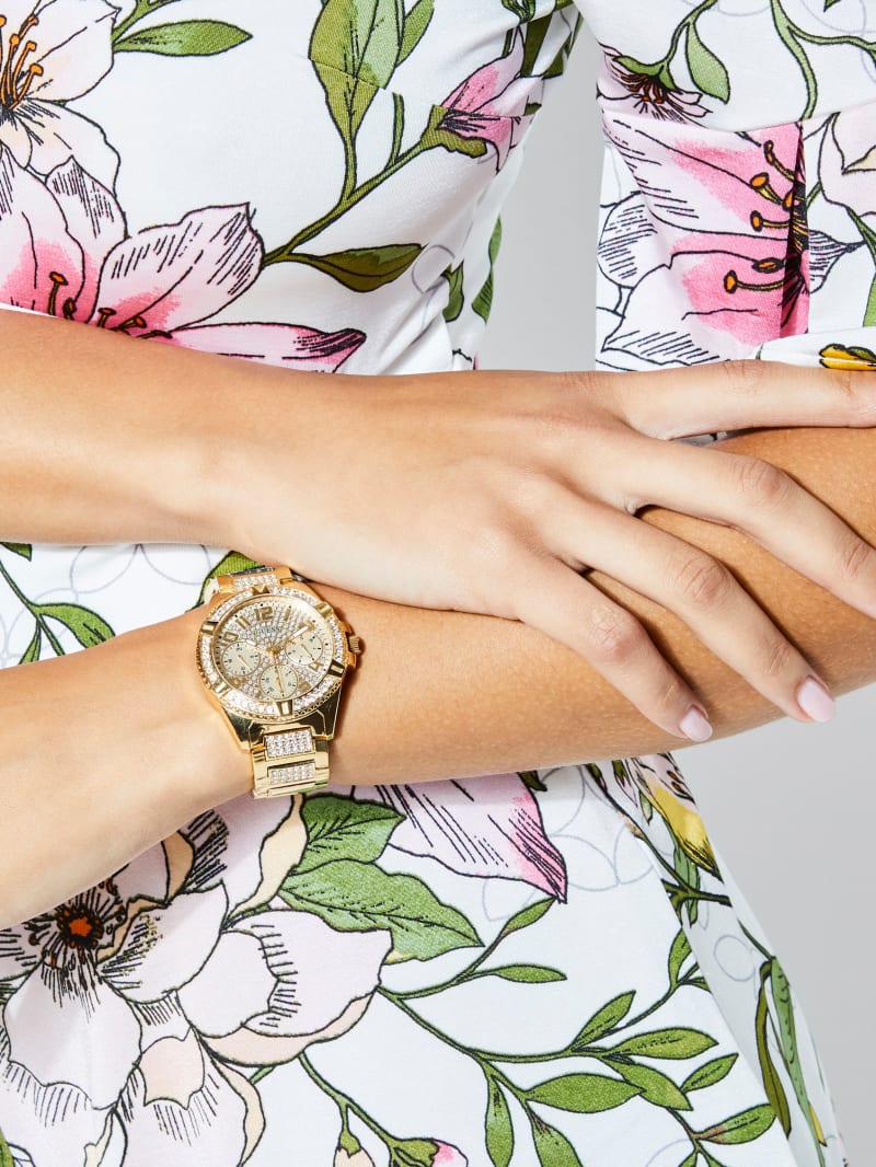 Guess Rhinestone Gold-Tone Multifunction Watch - Gold Guess Rhinestone Gold-Tone Multifunction Watch - Gold