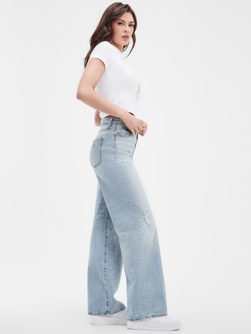 Guess Eco Distressed High-Rise Wide Leg Jeans - Moonstone Blue Guess Eco Distressed High-Rise Wide Leg Jeans - Moonstone Blue