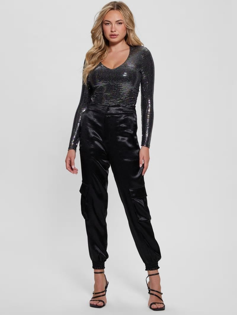 Guess Camille V-Neck Bodysuit - Oil Slick Multi Guess Camille V-Neck Bodysuit - Oil Slick Multi
