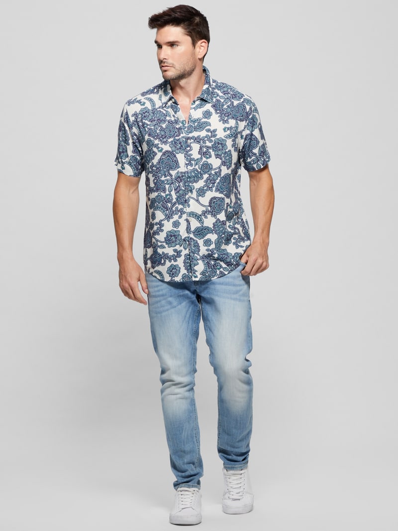 Guess Eco Rayon Jacobean Shirt - Western Jacobean Salt Whi Guess Eco Rayon Jacobean Shirt - Western Jacobean Salt Whi