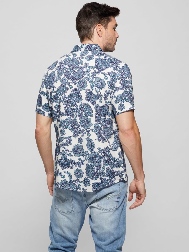 Guess Eco Rayon Jacobean Shirt - Western Jacobean Salt Whi Guess Eco Rayon Jacobean Shirt - Western Jacobean Salt Whi