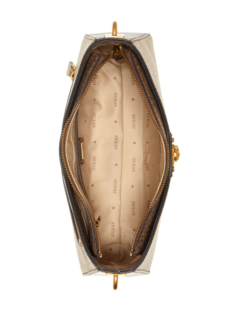 Guess Ginevra Logo Elite Shoulder Bag - Latte Logo