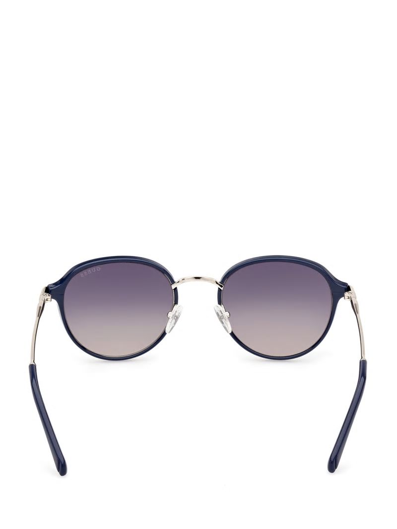 Guess Round Plastic Metal Bridge Sunglasses - Blue Guess Round Plastic Metal Bridge Sunglasses - Blue