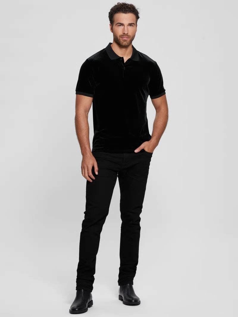 Guess Rio Liquid Velvet Polo - Black Guess Rio Liquid Velvet Polo - Black