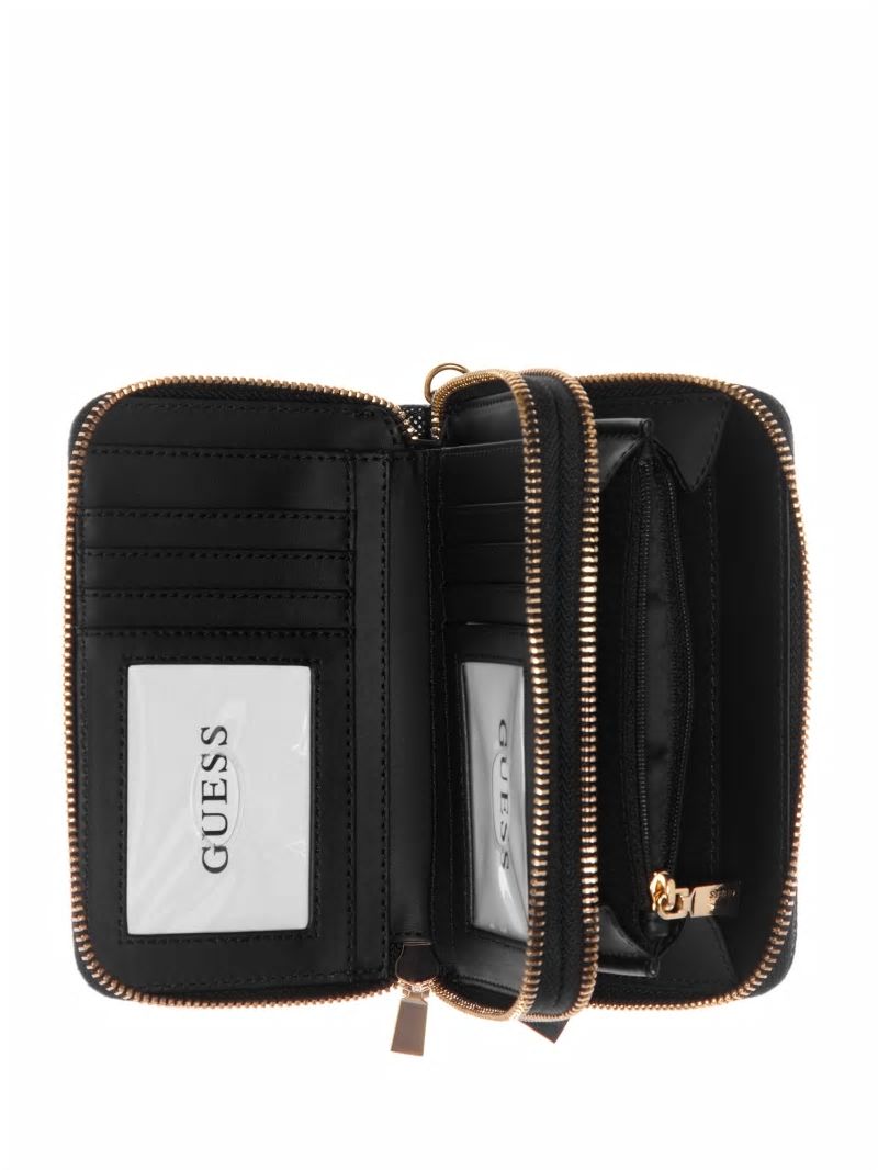 Guess Meridian Medium Zip-Around Wallet - Black Floral Print Guess Meridian Medium Zip-Around Wallet - Black Floral Print
