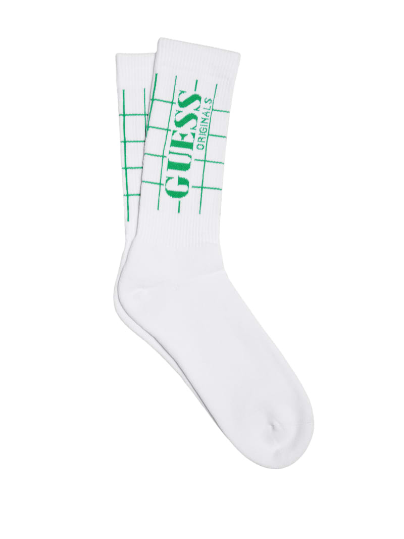 Guess GUESS Originals Grid Crew Socks - Pure White Multi Guess GUESS Originals Grid Crew Socks - Pure White Multi