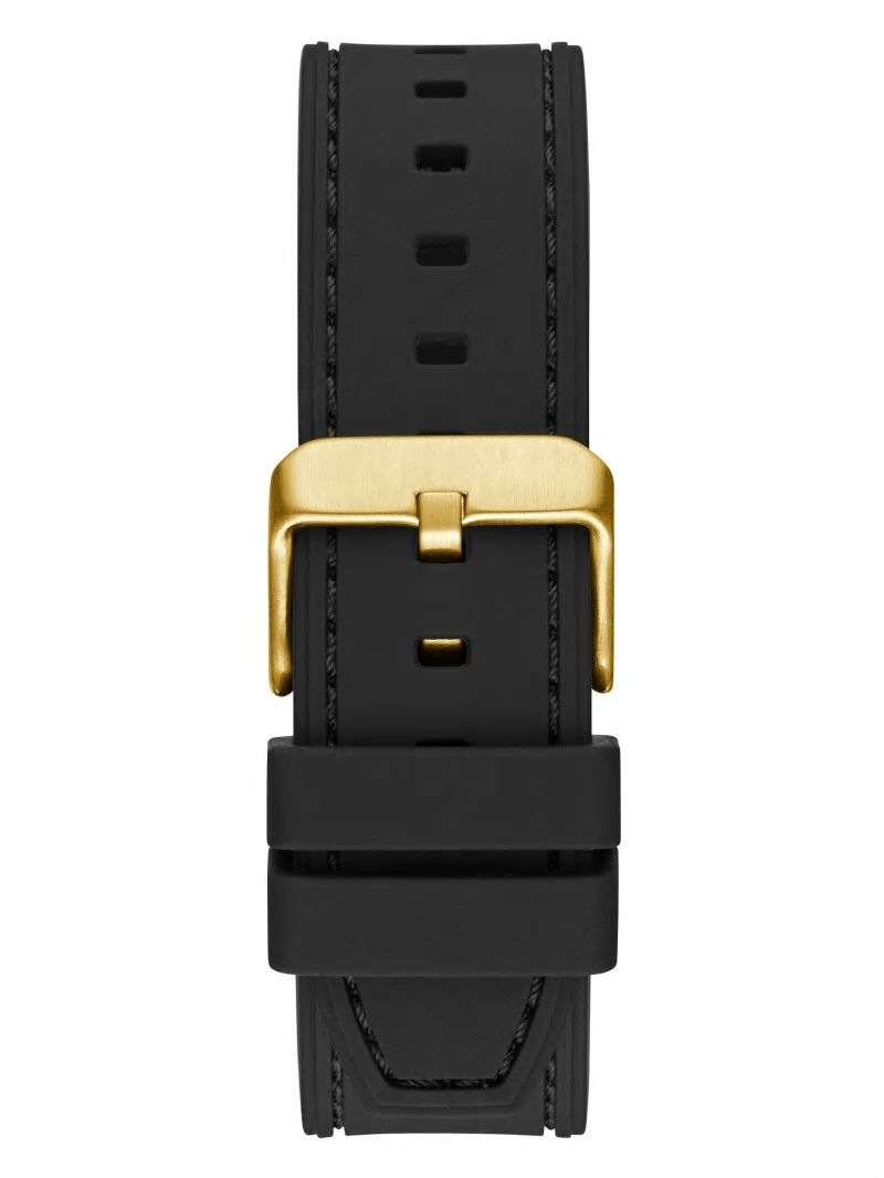 Guess Gold-Tone Translucent Dial Multifunction Watch - Black