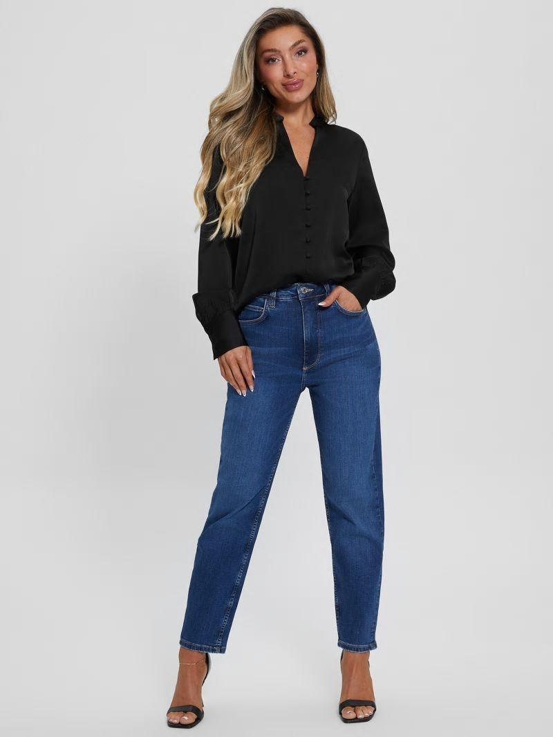 Guess Eco Rita Satin Shirt - Black Guess Eco Rita Satin Shirt - Black
