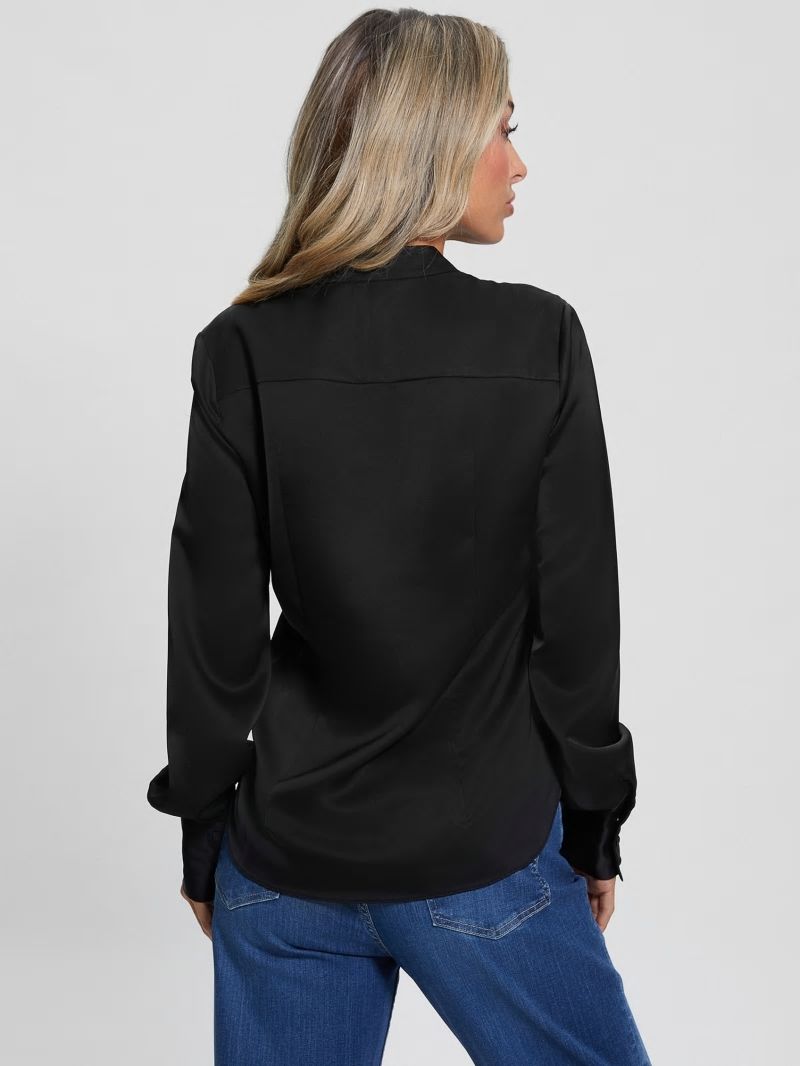 Guess Eco Rita Satin Shirt - Black Guess Eco Rita Satin Shirt - Black
