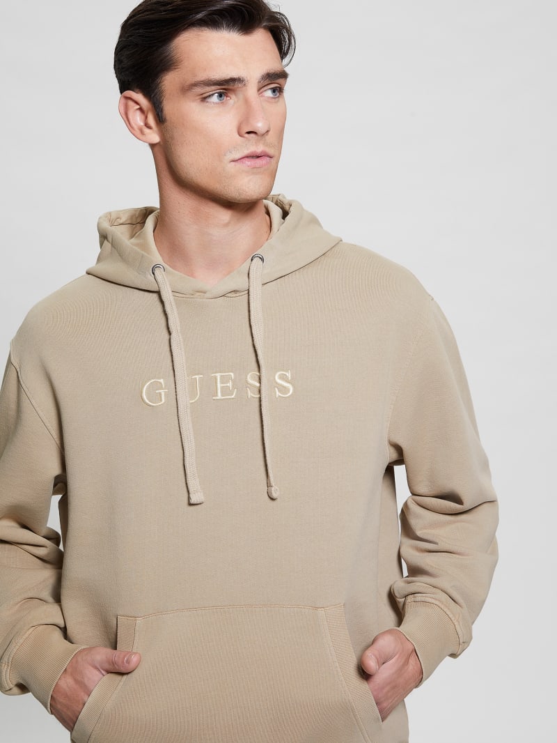 Guess Finch Terry Logo Hoodie - Neutral Sand Multi Guess Finch Terry Logo Hoodie - Neutral Sand Multi