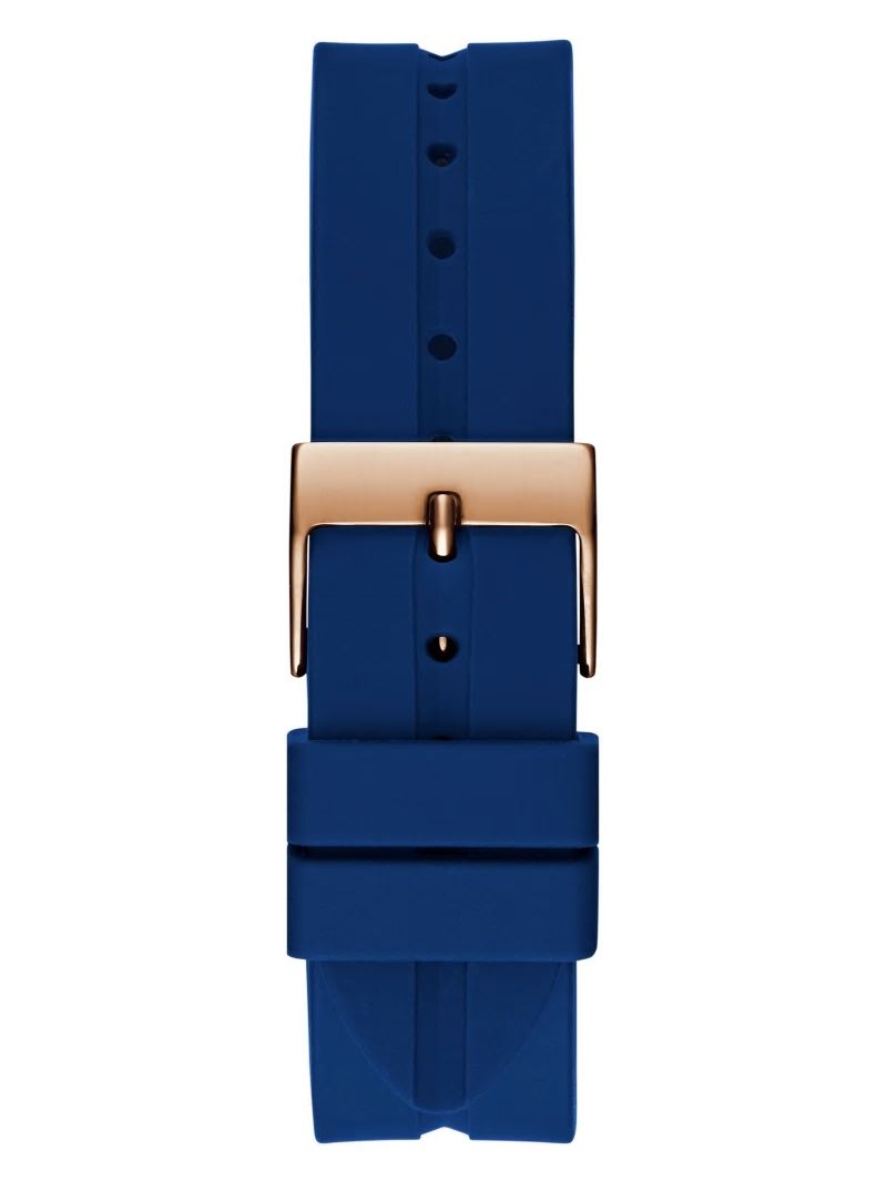 Guess Gold-Tone and Blue Silicone Multifunction Watch - Rose Gold Guess Gold-Tone and Blue Silicone Multifunction Watch - Rose Gold