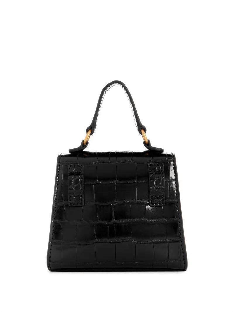 Guess Sestri Crocodile-Embossed Mini Crossbody - Black Guess Sestri Crocodile-Embossed Mini Crossbody - Black
