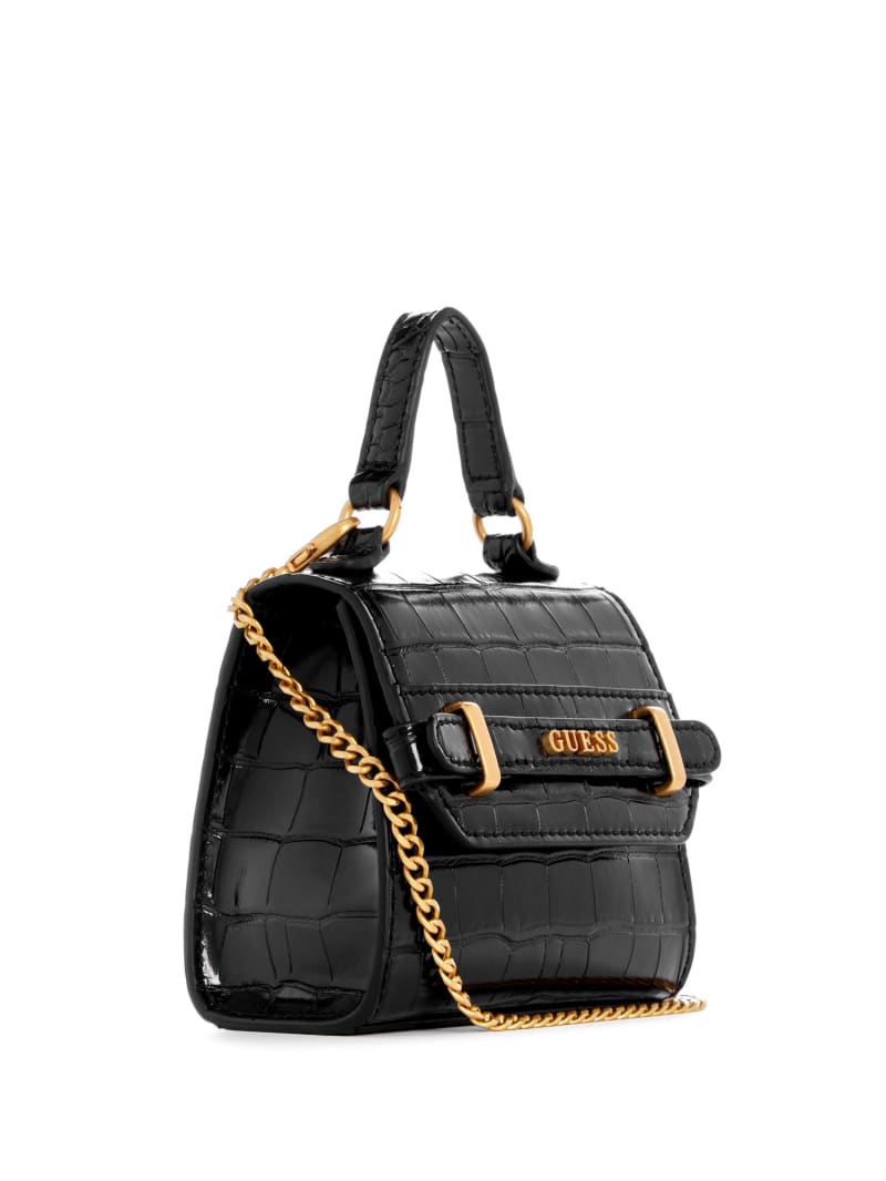 Guess Sestri Crocodile-Embossed Mini Crossbody - Black Guess Sestri Crocodile-Embossed Mini Crossbody - Black
