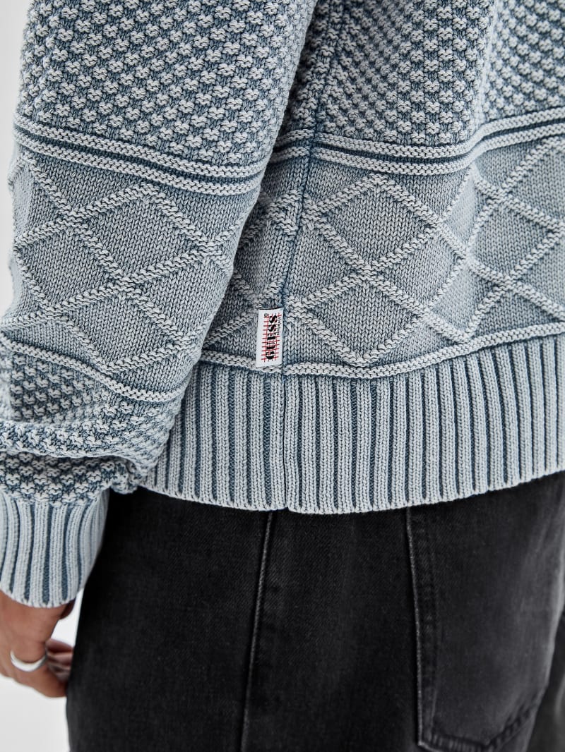 Guess GUESS Originals Cable-Knit Crewneck Sweater - Grey/Blue Guess GUESS Originals Cable-Knit Crewneck Sweater - Grey/Blue