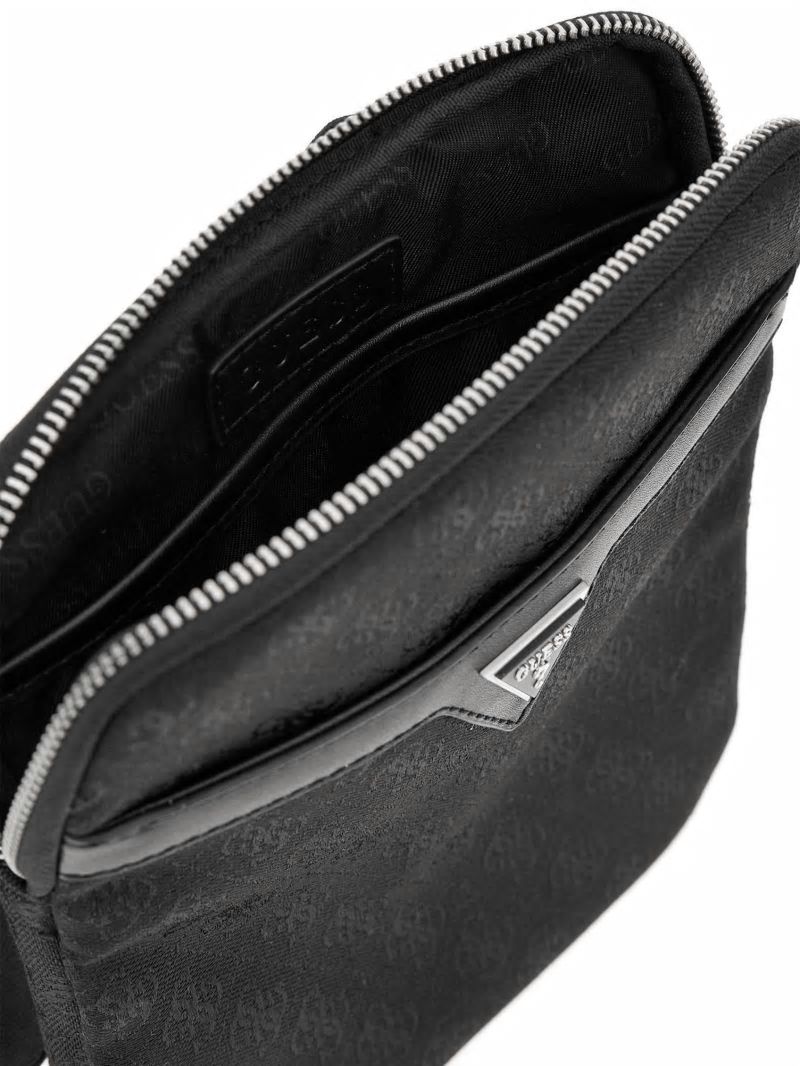 Guess Vezzola Jacquard Flat Crossbody - Black Guess Vezzola Jacquard Flat Crossbody - Black