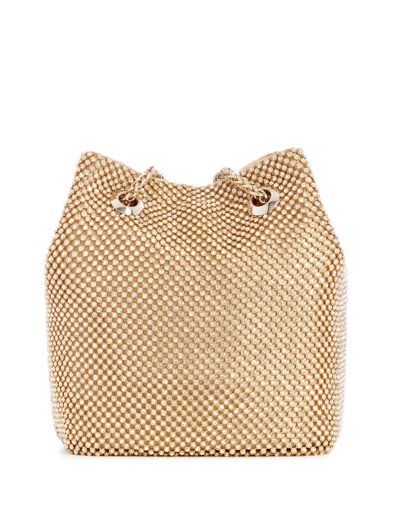 Guess Lua Rhinestone Mesh Mini Pouch Bag - Gold Guess Lua Rhinestone Mesh Mini Pouch Bag - Gold