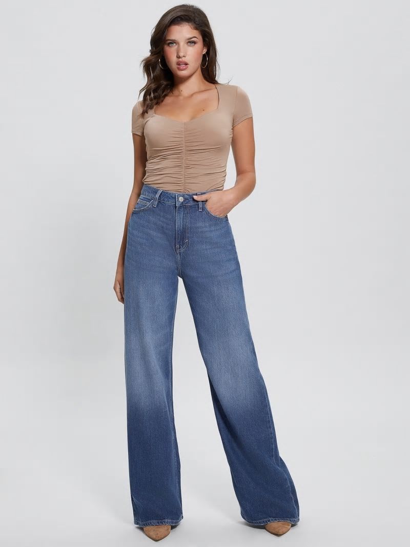 Guess Eco Rayla Ruched Top - Silk Taupe Guess Eco Rayla Ruched Top - Silk Taupe