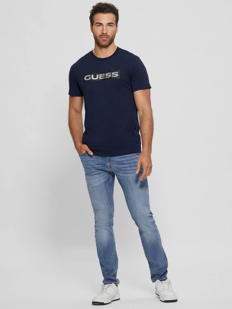 Guess Metallic Signature Tee - Bleu &eacute;L&eacute;Gant