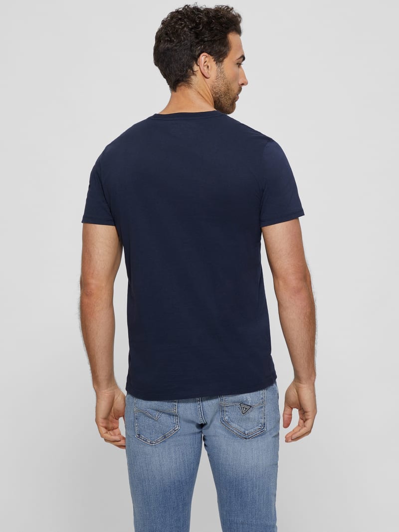 Guess Metallic Signature Tee - Bleu &eacute;L&eacute;Gant
