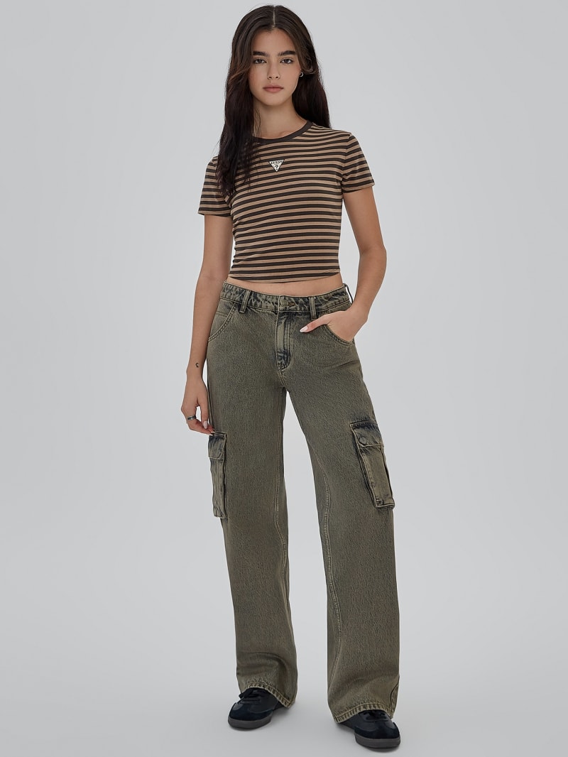 Guess GUESS Originals Core Striped Baby Tee - Garrafa Multi Guess GUESS Originals Core Striped Baby Tee - Garrafa Multi