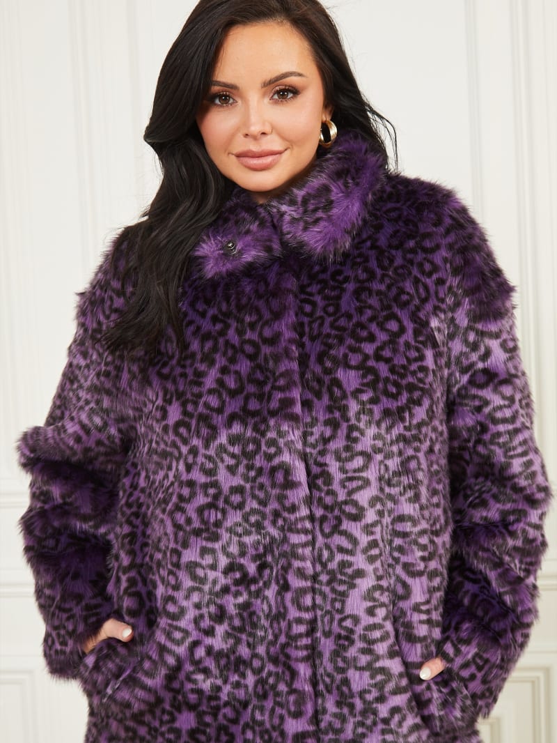 Guess Larissa Faux-Fur Coat - Satellite Purple & Black Guess Larissa Faux-Fur Coat - Satellite Purple & Black