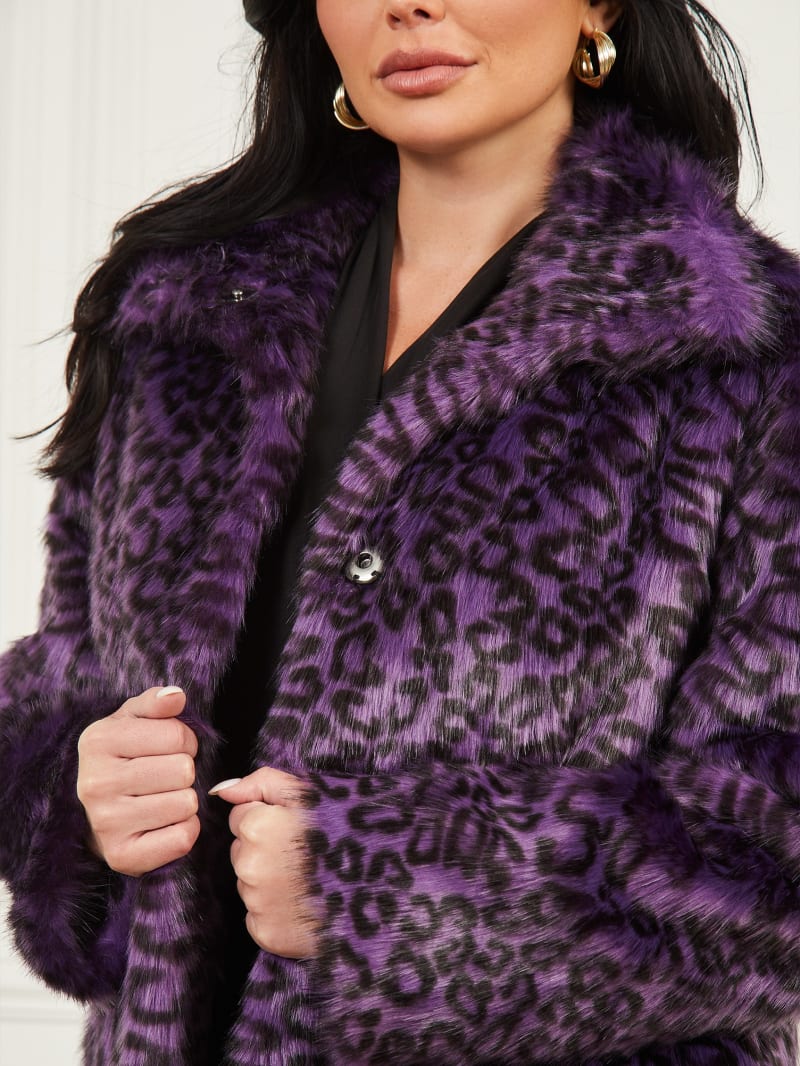 Guess Larissa Faux-Fur Coat - Satellite Purple & Black Guess Larissa Faux-Fur Coat - Satellite Purple & Black