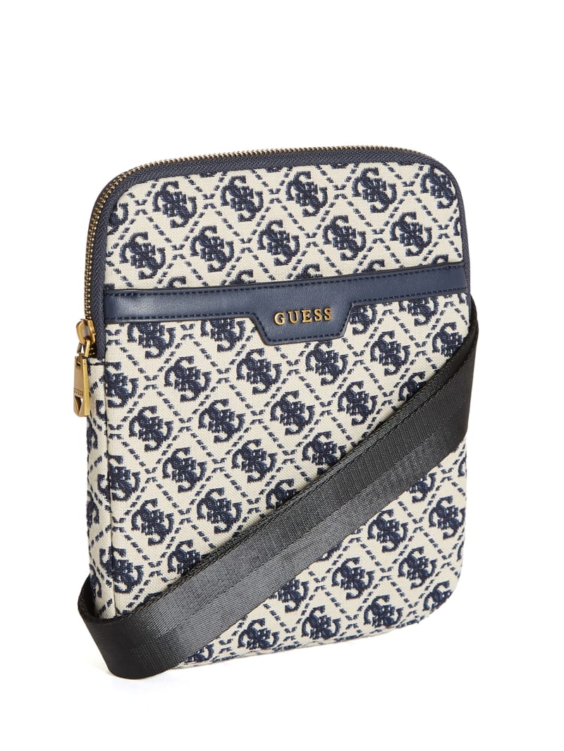 Guess Quattro G Flat Crossbody - Ivory/Blue Guess Quattro G Flat Crossbody - Ivory/Blue