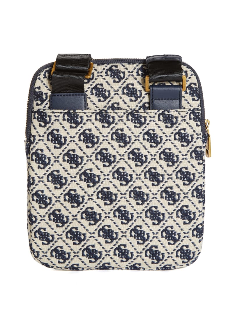 Guess Quattro G Flat Crossbody - Ivory/Blue Guess Quattro G Flat Crossbody - Ivory/Blue