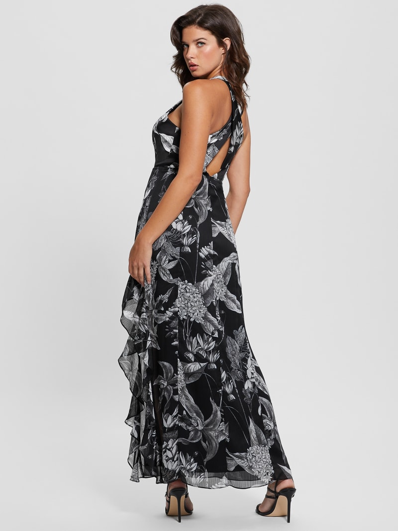 Guess Eco Evangelina Maxi Dress - Phantom Flora Print Black Guess Eco Evangelina Maxi Dress - Phantom Flora Print Black