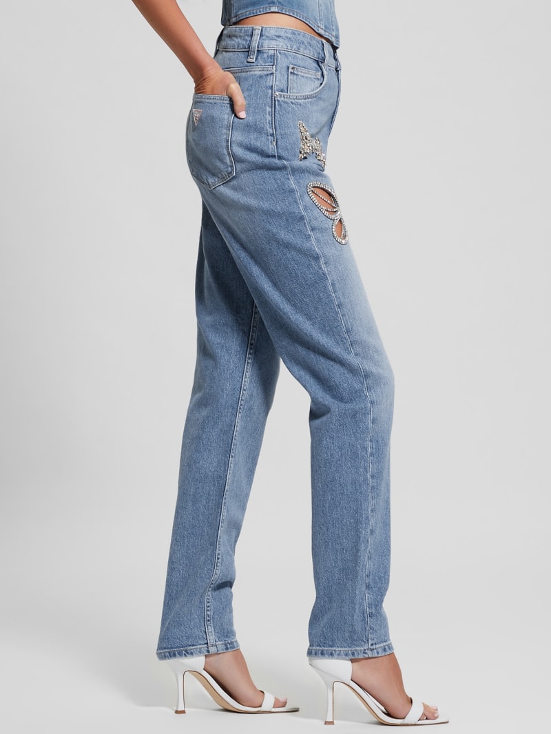 Guess Rhinestone Butterfly High-Rise Mom Jeans - Oneroa Guess Rhinestone Butterfly High-Rise Mom Jeans - Oneroa