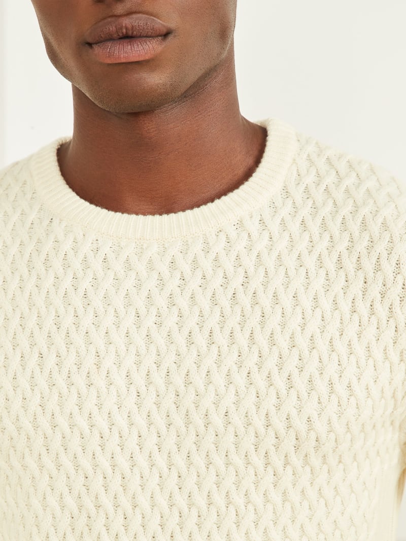 Guess Eco Basket Stitch Crewneck Sweater - Spirit White Guess Eco Basket Stitch Crewneck Sweater - Spirit White