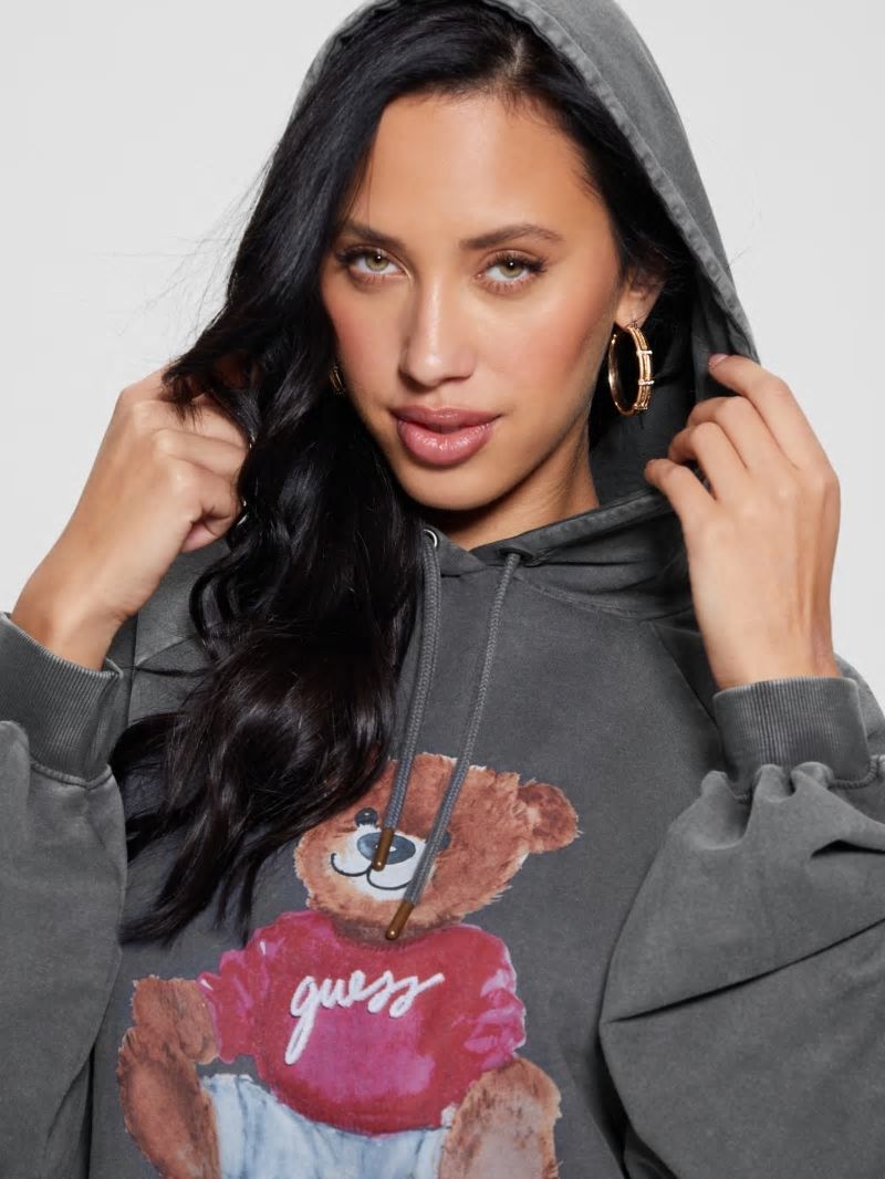 Guess Washed Oversize Hoodie - Jet Black Multi Guess Washed Oversize Hoodie - Jet Black Multi