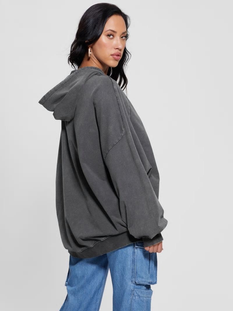 Guess Washed Oversize Hoodie - Jet Black Multi Guess Washed Oversize Hoodie - Jet Black Multi