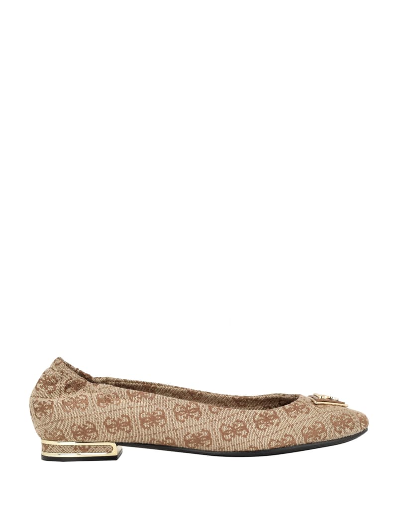 Guess Triangle Brown Logo Ballet Flats - Medium Brown Guess Triangle Brown Logo Ballet Flats - Medium Brown