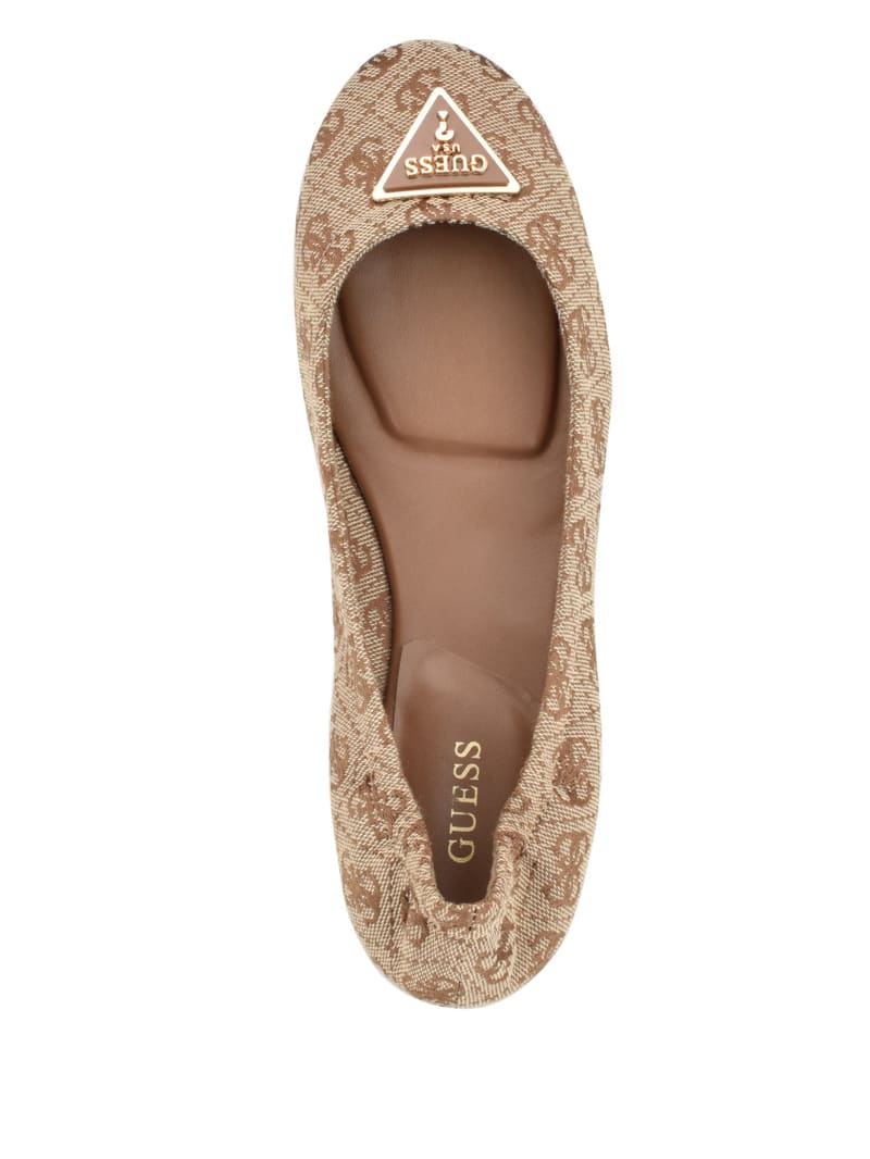 Guess Triangle Brown Logo Ballet Flats - Medium Brown Guess Triangle Brown Logo Ballet Flats - Medium Brown