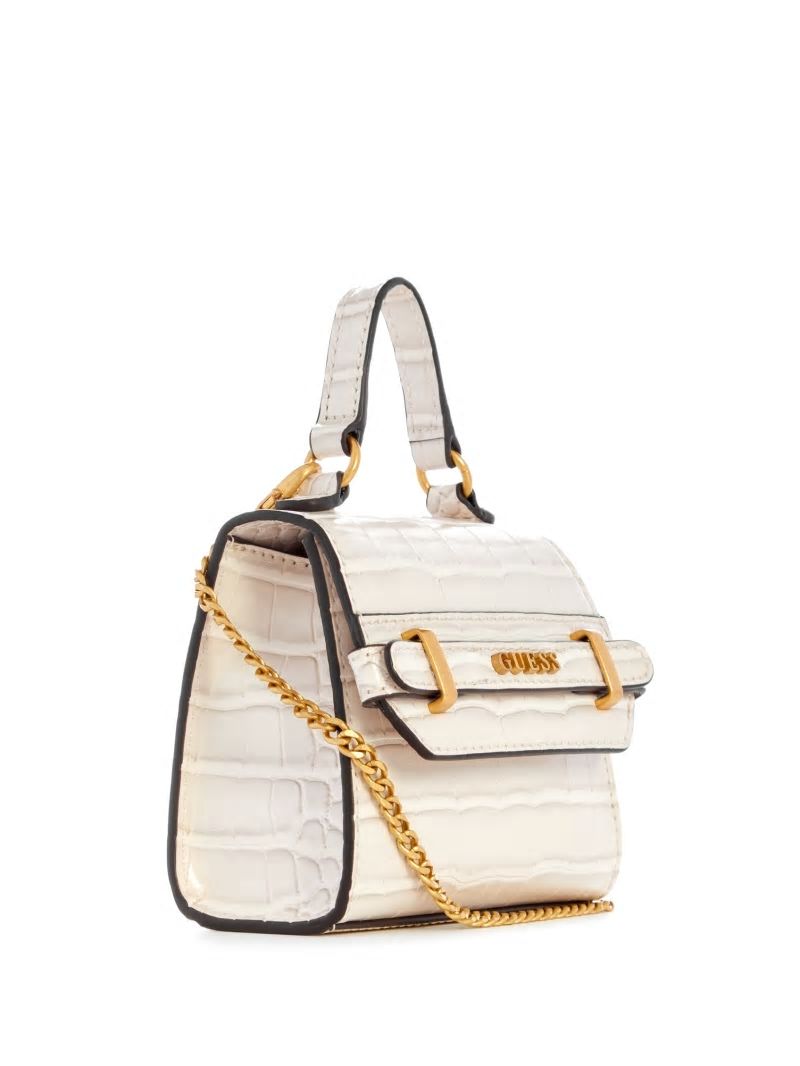 Guess Sestri Crocodile-Embossed Mini Crossbody - White Guess Sestri Crocodile-Embossed Mini Crossbody - White