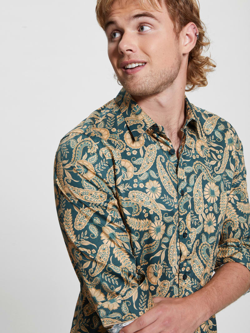 Guess Luxe Paisley Shirt - Paisley Floral Green Guess Luxe Paisley Shirt - Paisley Floral Green