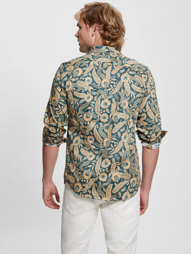 Guess Luxe Paisley Shirt - Paisley Floral Green Guess Luxe Paisley Shirt - Paisley Floral Green