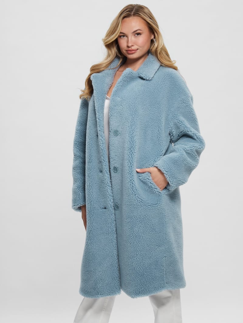 Guess Solange Faux-Fur Coat - Waterfall Blue Guess Solange Faux-Fur Coat - Waterfall Blue