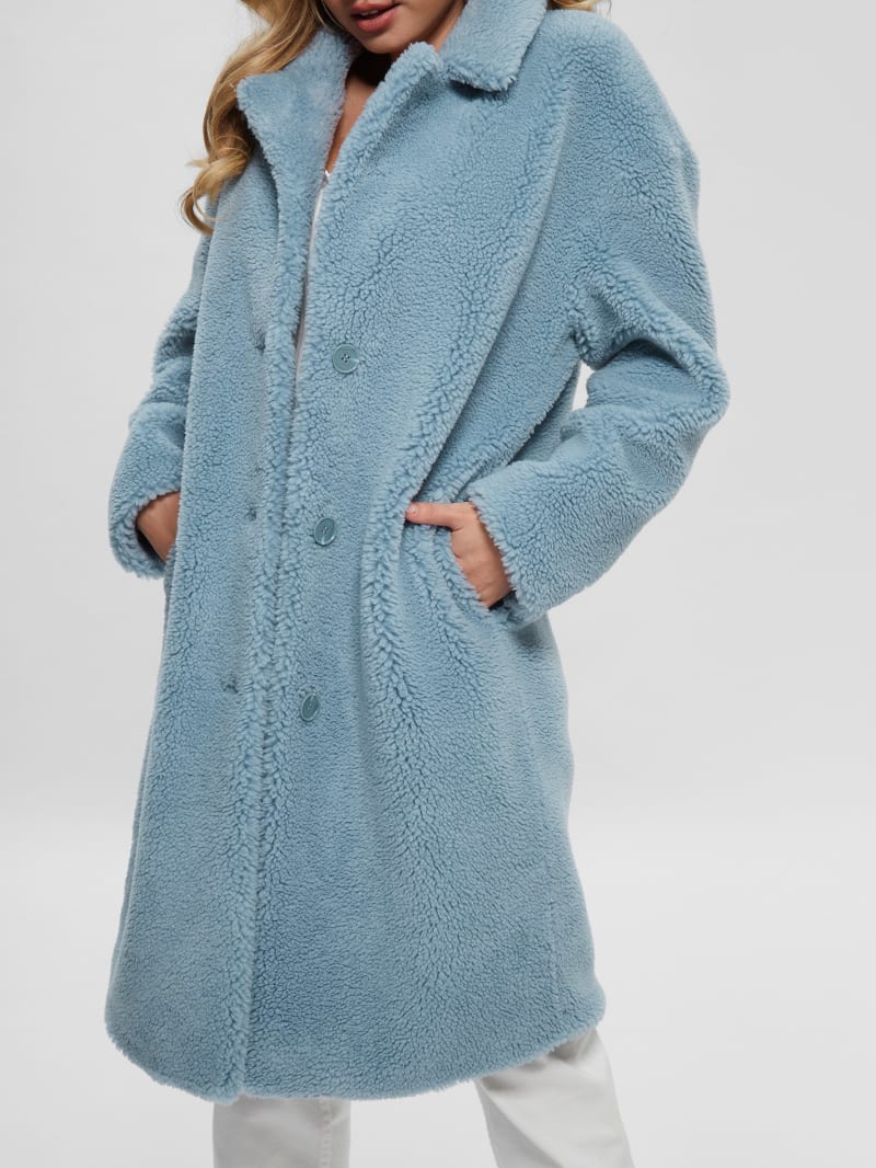 Guess Solange Faux-Fur Coat - Waterfall Blue Guess Solange Faux-Fur Coat - Waterfall Blue