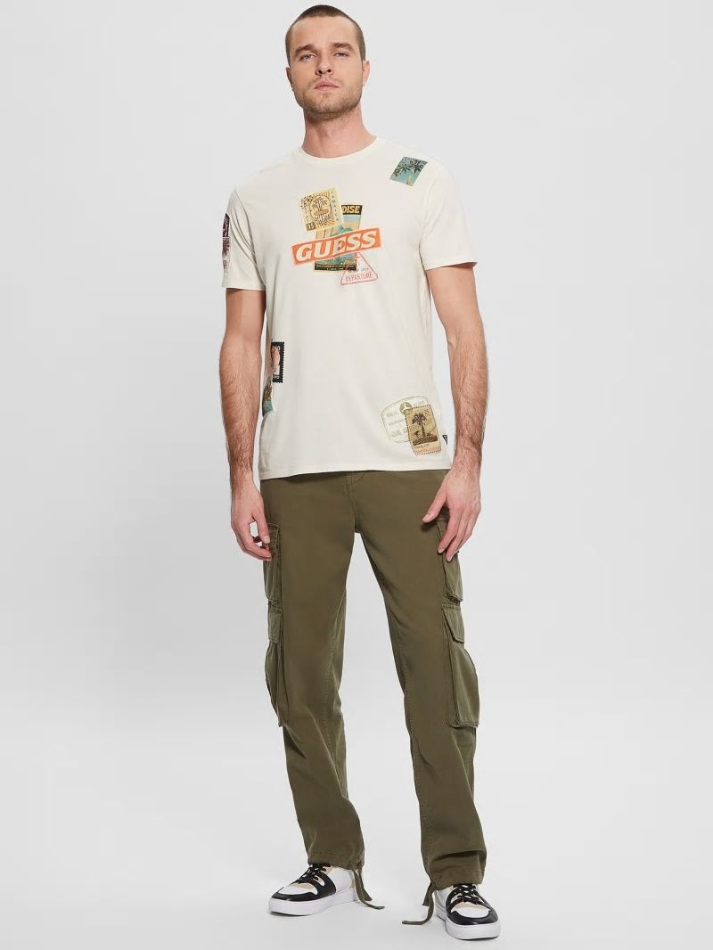 Guess Eco World Stamp Collage Tee - Aspen White Guess Eco World Stamp Collage Tee - Aspen White